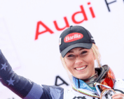 SOLDEU,ANDORRA,18.MAR.23 - ALPINE SKIING - FIS World Cup Final, award ceremony for the Slalom World Cup Ladies. Image shows Mikaela Shiffrin (USA). Keywords: crystal globe, medal. Photo: GEPA pictures/ Harald Steiner