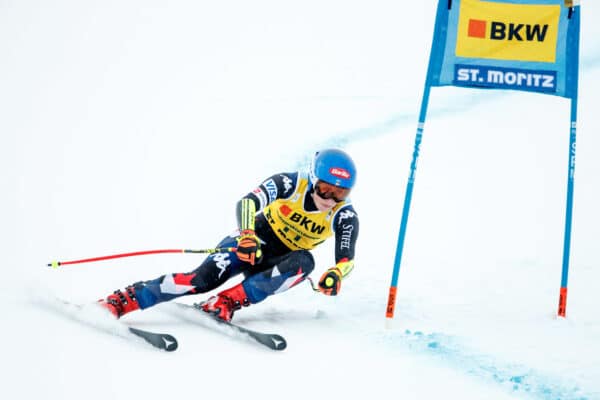SANKT MORITZ,SWITZERLAND,08.DEC.23 -  ALPINE SKIING - FIS World Cup, Super G, ladies. Image shows Mikaela Shiffrin (USA). Photo: GEPA pictures/ Matic Klansek