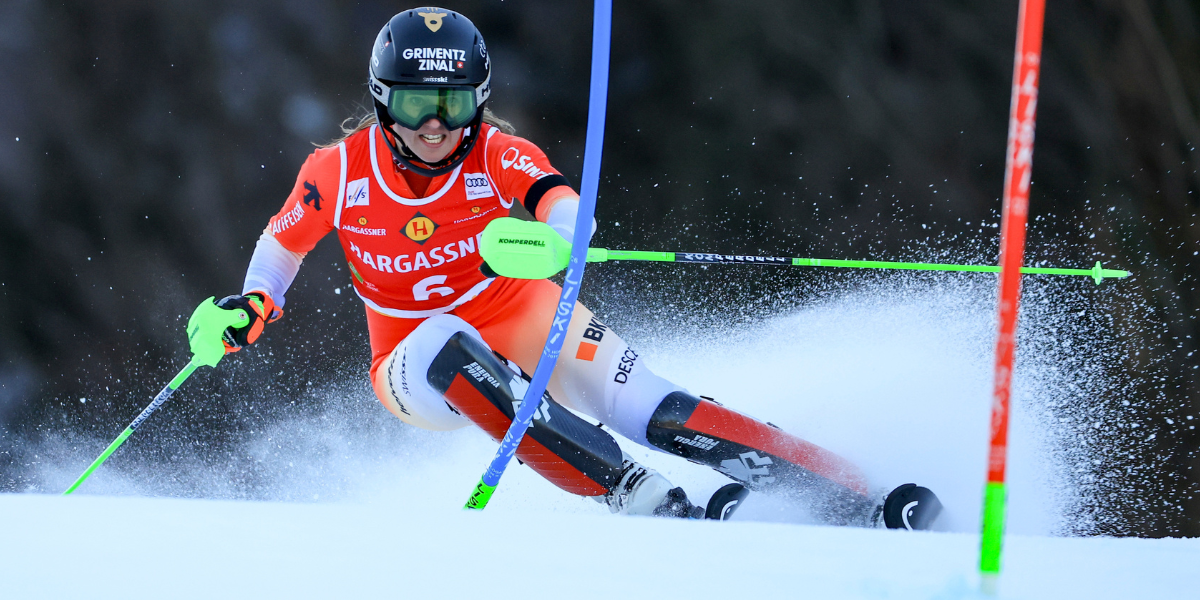 Shiffrin stalks Rast after run one in Kranjska Gora slalom Shiffrin stalks Rast after run one in Kranjska Gora slalom